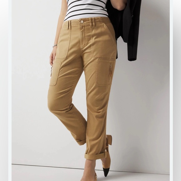 NWT Straight Crop Mid Rise Pret-a-pedi- toasted Coconut pants- size 4R WHBM - Picture 1 of 13